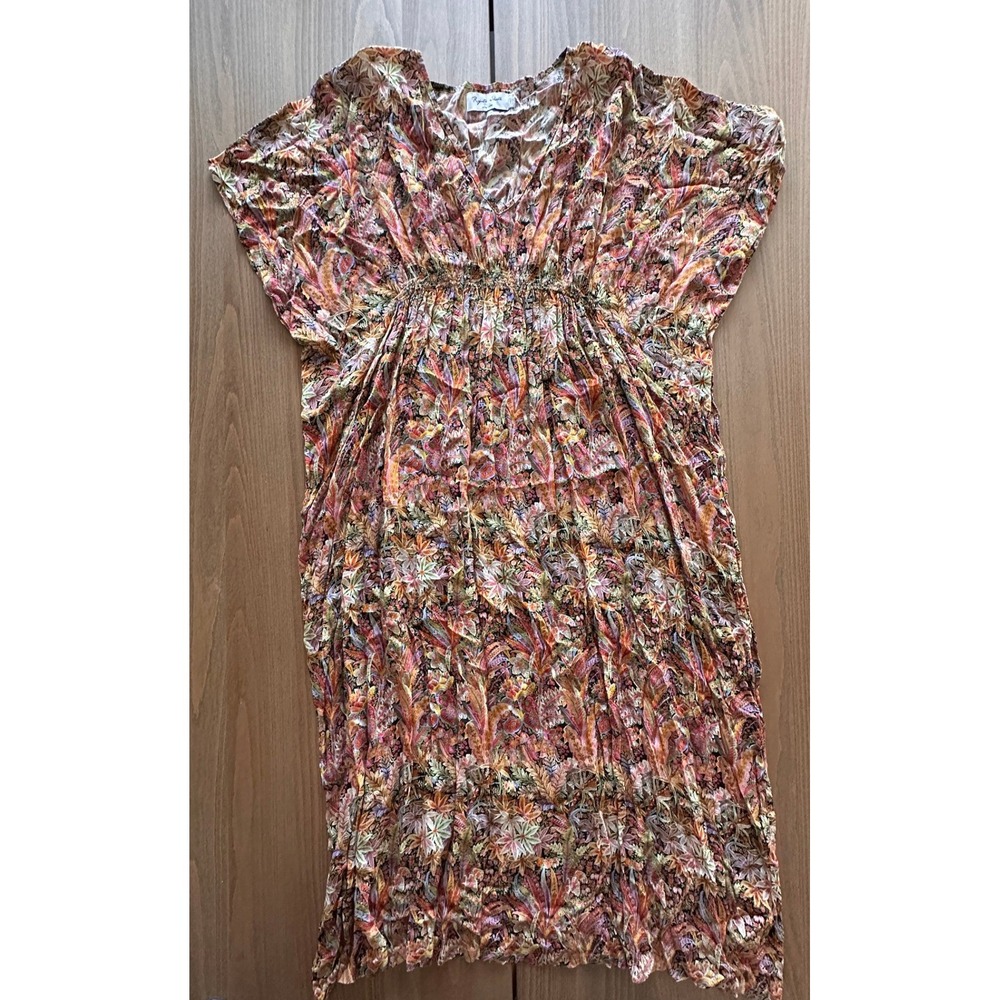 Rujuta Sheth Multi Color Paisley Smocked Waist Viscose Midi Dress One Size